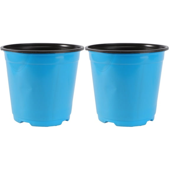 2pcs Round Bucket Thicken Plastic Flower Pots Tree Growing Bucket Garden Balcony Planters Pot (Blue, 5 Gallons Capacity)