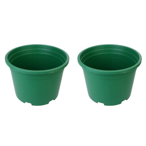 FONDOTIN Round Plastic Flower Pots Green Thicken Design for Home Use 2Pcs