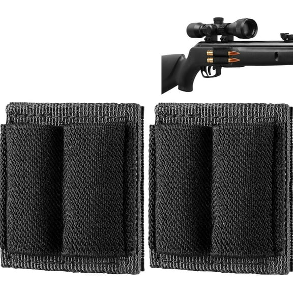 2pcs-Round Bullet Holder Rifles Shotguns Buttstock Ammo Carrier Hook Loop Black