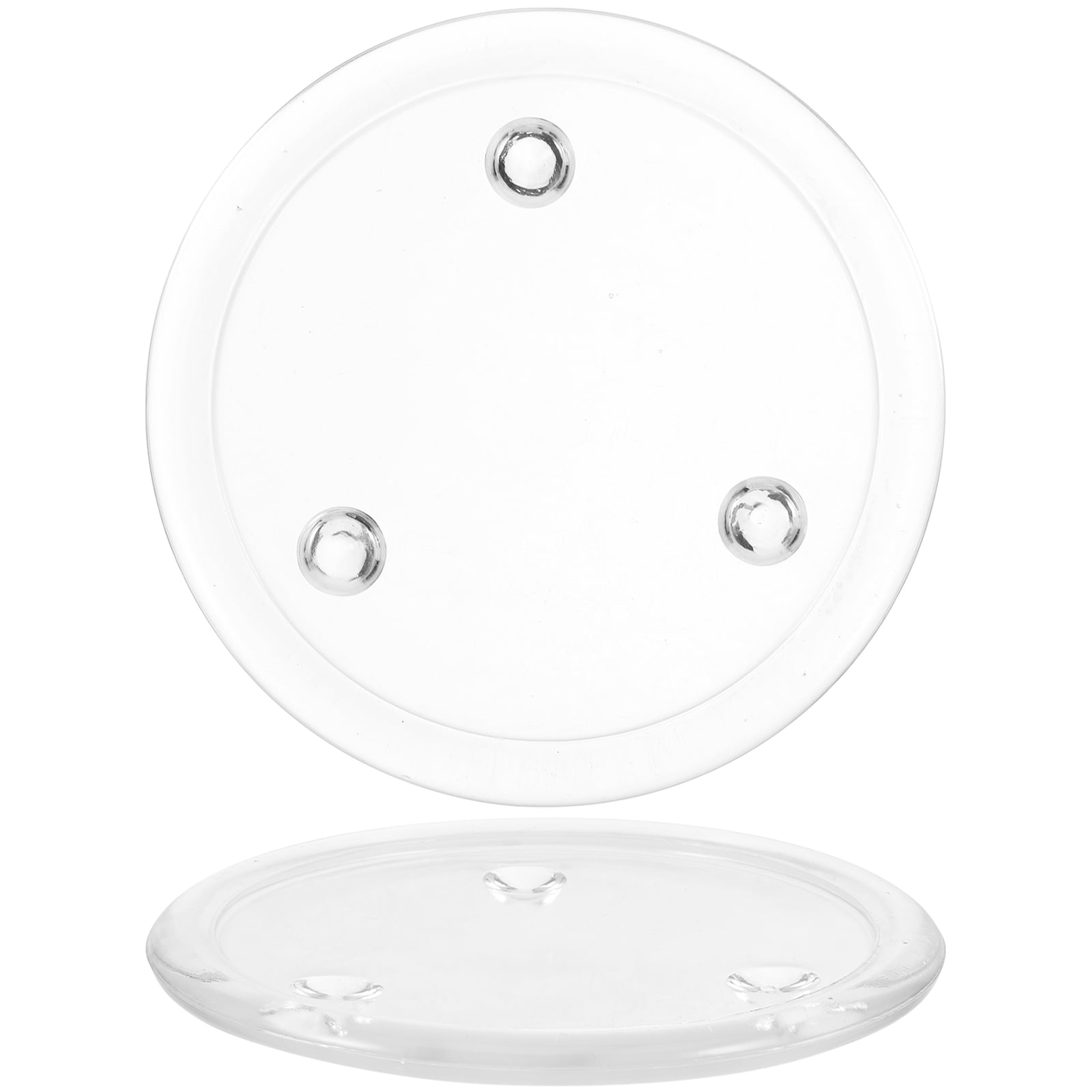 2pcs Round Glass Candle Holder Tray Scented Candle Plate for Banquet