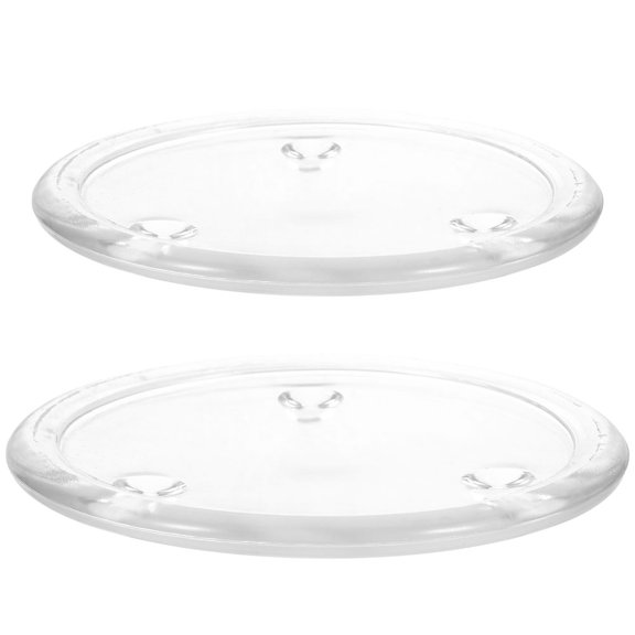 Recardis Set of 2 Round Glass Candle Holders with Tray, Scented Candle Plates for Wedding, Banquet, Home Decor