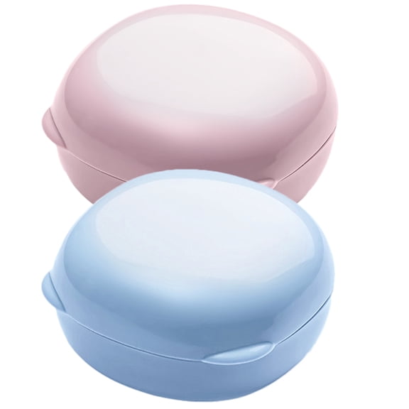 2pcs Round Soap Box Portable Soap Container Shower Soap Holder Outdoor Camping Soap Case