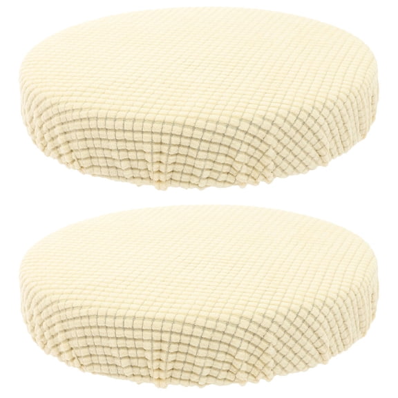 ifundom 2-Pack Round Stool Covers Polyester Fabric Beige Home Use Protective