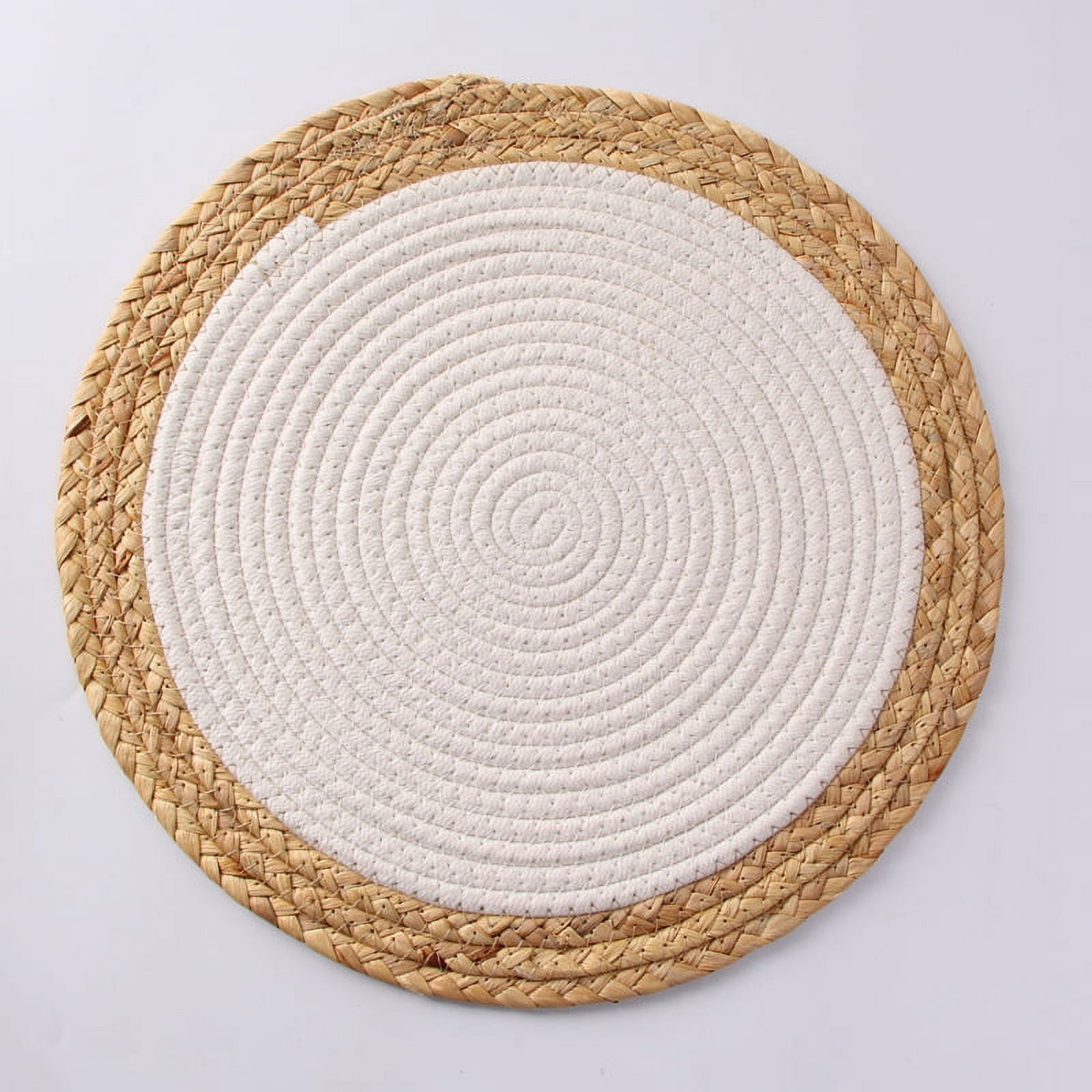 2pcs Round Straw Placemat Table Mat Woven Table Placemats Heat