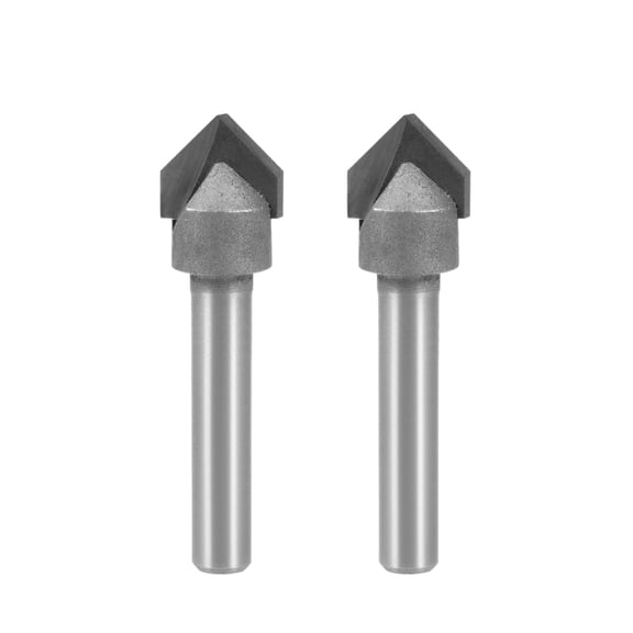 2pcs Router Bit 1/4 Shank 1/2 inch Dia 90 Degrees V Type End Mill, Carbide