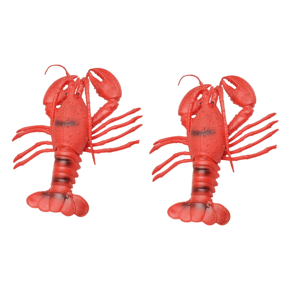 2pcs Rubber Lobster Figurines Life Animals Figure Ovean Creature Model ...