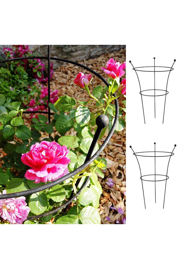 2pcs Ruddings Set Of Natural Metal 3 Leg Large Herbaceous Peony Support Rings