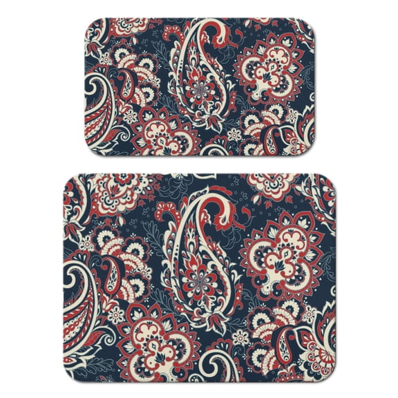 2pcs Rustic Coffee Station Mat Elegant Absorbent & Non-Slip Counter Protector, Antique Paisley Design, Multi-Use