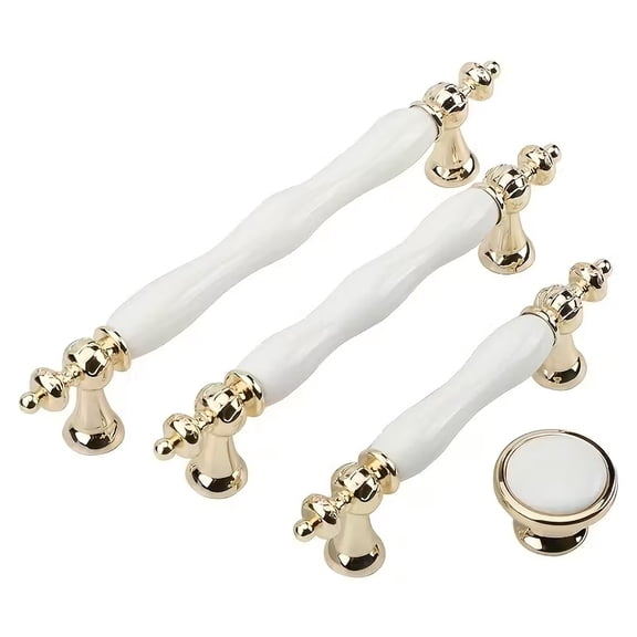 2pcs Rustic European Cabinet Handles - Durable Zinc Alloy & Elegant Ceramic Drawer Knobs for Cabinets, Dressers, and Office Furniture