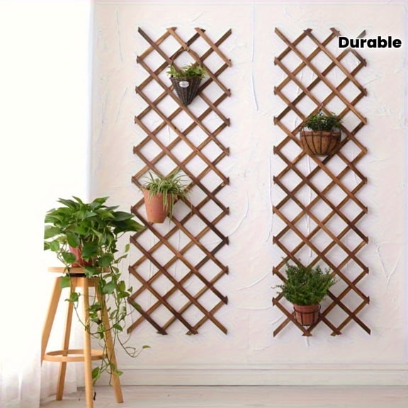 2pcs Rustic Wooden Plant Stands - Irregular Lattice Design for Climbing Plants, Indoor/Outdoor Garden & Home Decor, Natural Finish Storage Rack for Pots Baskets Tools, Durable Wood Plant Display