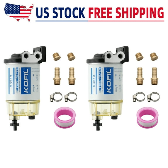 2pcs S3213 Boat Fuel Water Separator Marine for Mercury Yamaha Outboard 10 Micron US