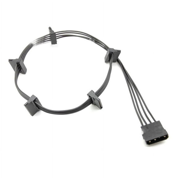 2pcs SATA Power 4 Pin 1 Male To 5 Female Splitter Hard Drive Cable For HDD SSD