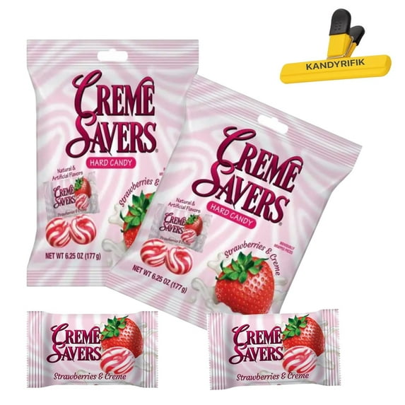 2pcs SAVERS (2 PACK 6.25 OZ STRAWBERRY & ) | Classic Original Individally Wrapped, Strawberries and and Orange and Hard Candy