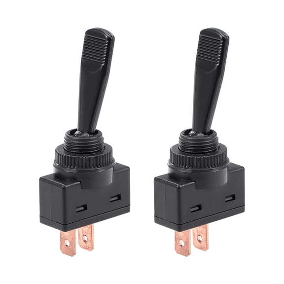 2pcs SPST Latching Rocker Toggle Switch 20A 12V 2P ON-OFF Flat Rod Black