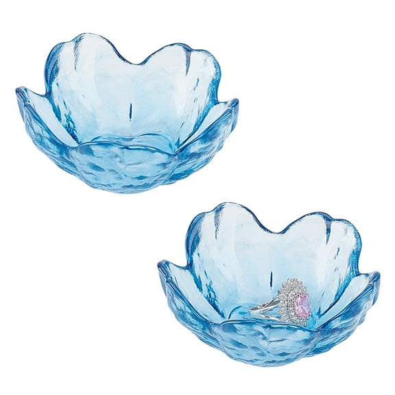 2pcs Sakura Glass Dipping Dish Snack Serving Dish Royal Blue 83x85x39mm