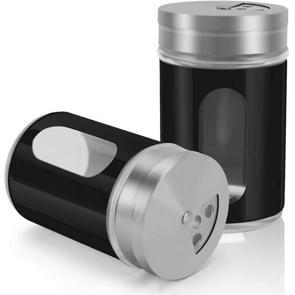 2pcs Salt and Pepper Shakers,Stainless Steel Shaker for Salt Powder Sugar Cinnamon Pepper, Spice Dispenser with Adjustable Pour Holes