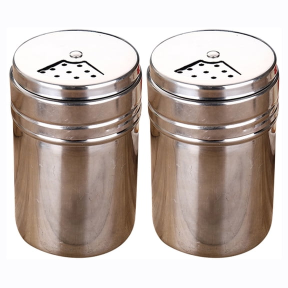 2pcs Salt and Pepper Shakers, Stainless Steel Shaker for Salt Powder Sugar Cinnamon Pepper, Spice Dispenser with Adjustable Pour Holes