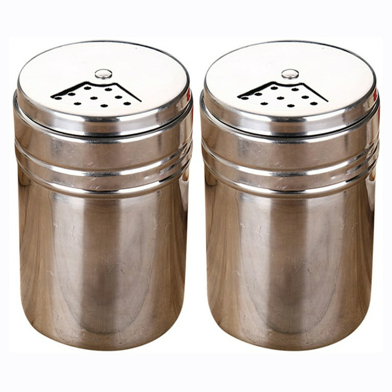 Stainless Steel Spice Shaker, Salt and Pepper Shakers,Dredge  Salt/Sugar/Cinnamon /Pepper Shaker with Adjustable Pour Holes 