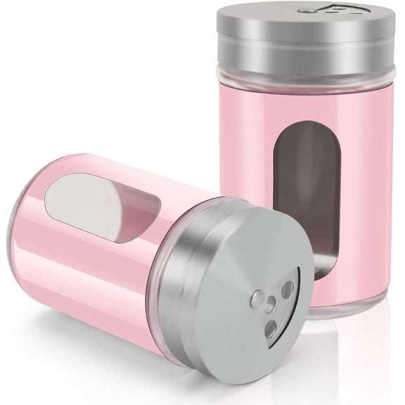 2pcs Salt and Pepper Shakers,Stainless Steel Shaker for Salt Powder Sugar Cinnamon Pepper, Spice Dispenser with Adjustable Pour Holes