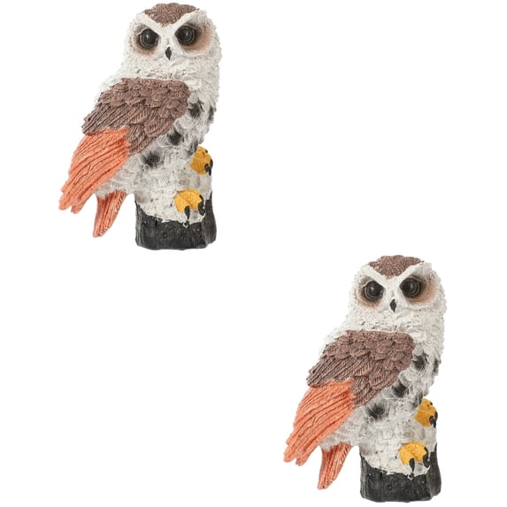 Set of 2 Resin Owl Figurines for Sand Table Decor, Realistic Owl Statues, Decorative Owl Ornaments for Home and Garden