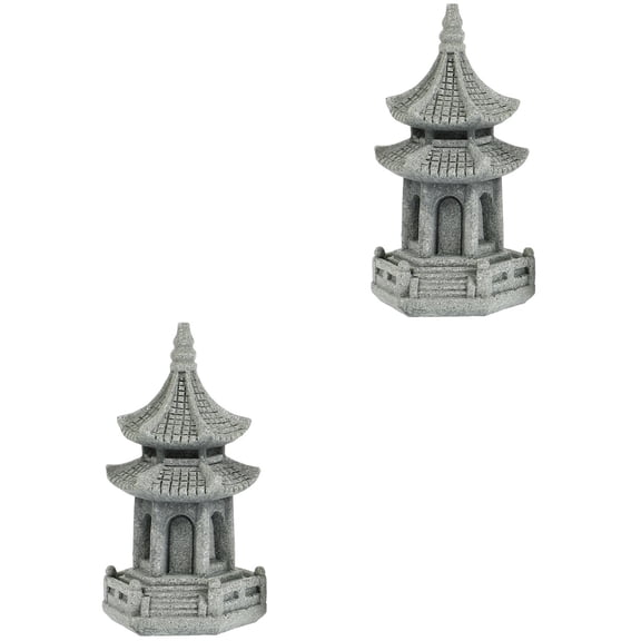 YSNOOWE Grey Sandstone Zen Garden Statue Set, 2 Pieces, Home Decor and Bonsai Accessories for Tranquil Spaces