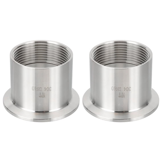 2pcs Sanitary Female Threaded Pipe Fitting 1.5" NPT to 2" Three Clamp