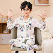 2pcs Sanrio Kuromi Pattern Kids Pajamas  Long Sleeve Top & Pants Set Anime Boys Girls Sleepwear Autumn Children Homewear Clothes