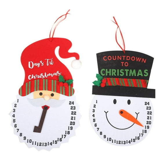 2pcs Santa Christmas Advent Calendar 2024,Hanging Advent Calendar Reusable Countdown to Christmas Calendar for Kids Xmas Gifts