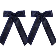 2pcs Satin Tassel Ribbon Hair Bows Alligator Clips Navy 5.5 inch Big Ruffle Layered Hairbow Long Tail for Women Girls Thick Thin Hair Decoration Accessories Present Navy