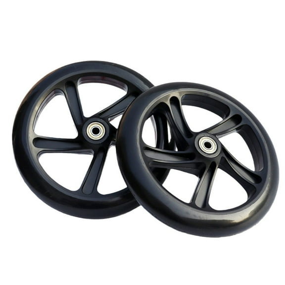 2pcs Scooter Wheel PU Silent Wheel Roller Skates Wagon Cart Trolley Wheel black 125mm*24mm