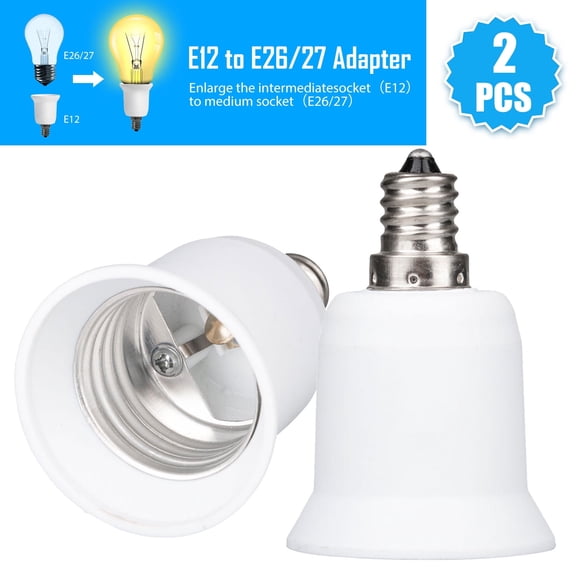 2pcs Screw E12 to E26 Adapter Chandelier Light Socket, DISEN E12 to Medium Socket E26 Converter Bulb Base Adapter Converter