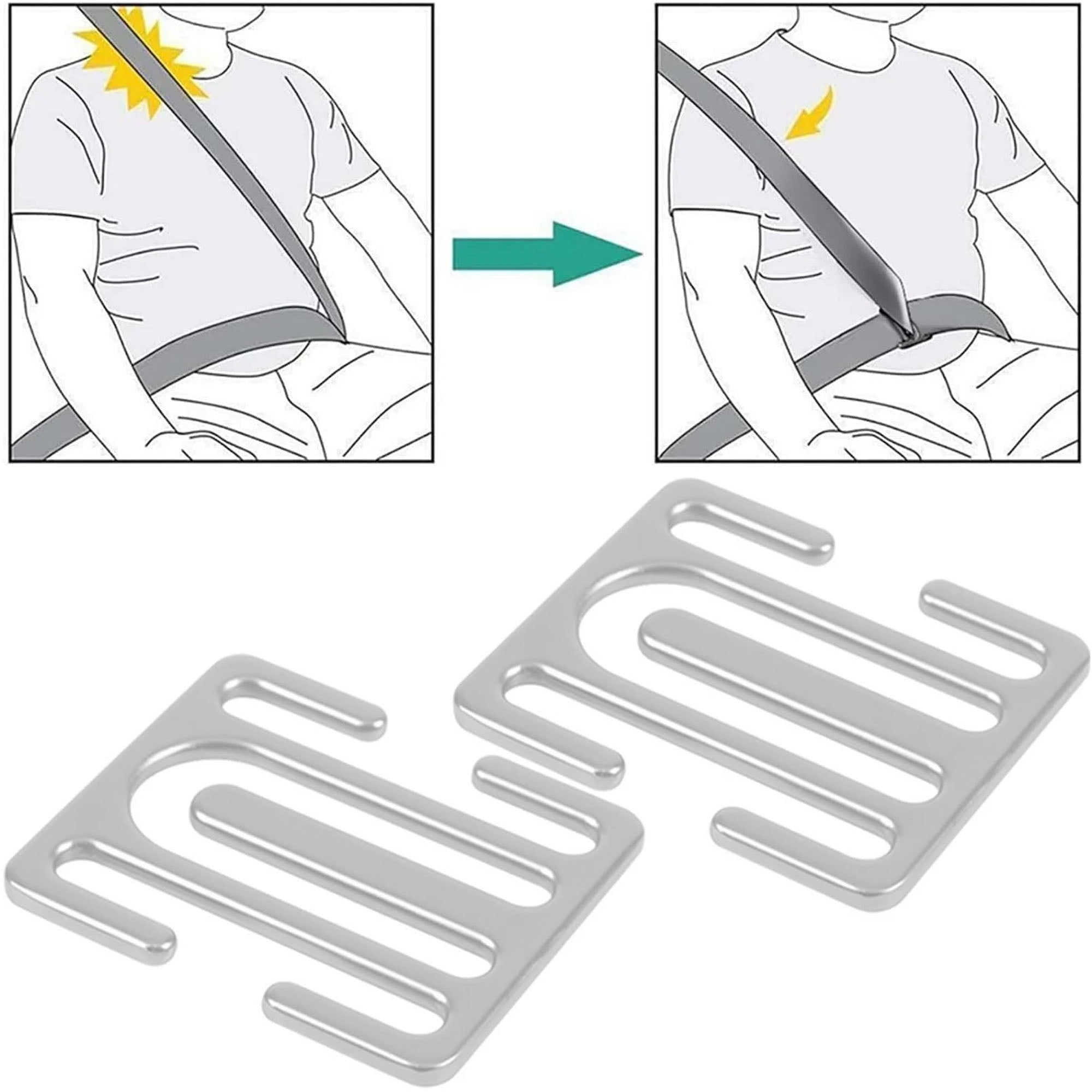 2pcs Seat Belt Clips,Seatbelt Adjuster for Adults,Universal All Auto Models, Metal Seat Belt Clip,Suitable for Kids, Fat Man,Adults