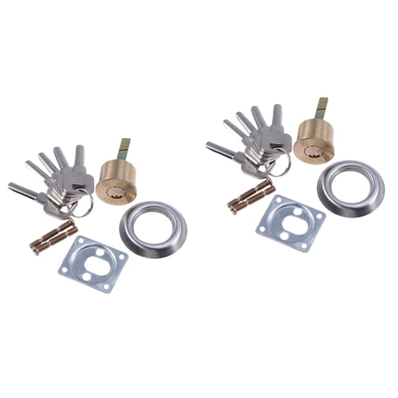 CIMAXIC Lock Cylinder, Rim Lock, Solid Brass, Garage Door Hardware, 2Pcs