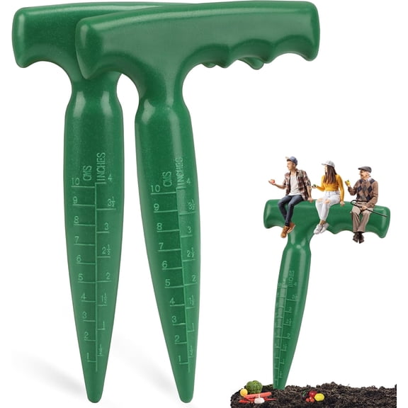 2pcs Seed Planter Tool, 6.9" Dibber Garden Plastic Dibbler for Planting, Bulb Digger with Handle Sowing Seeds, Bulbs, Digging (Green)