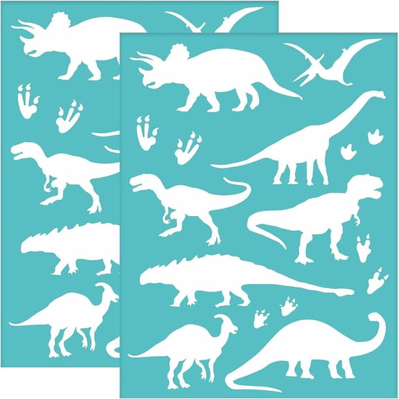 2pcs Self-Adhesive Silk Screen Printing Stencil Dinosaur Pattern Stencil Reusable Animal Mesh Stencils Transfer Washable Home Decor for DIY T-Shirt Fabric Painting 19.5x14cm