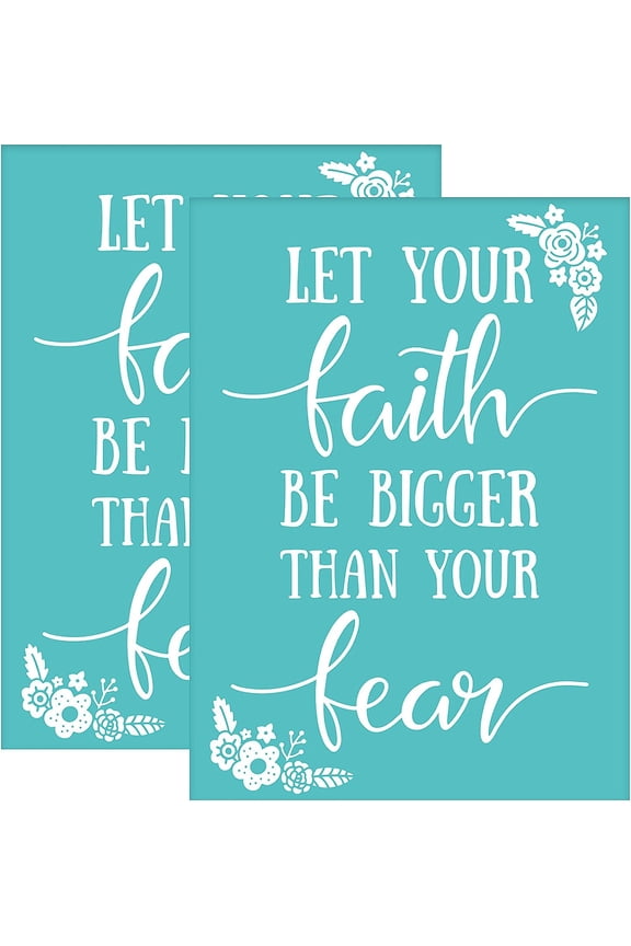 2pcs Self-Adhesive Silk Screen Printing Stencil Faith Words Silk Screen Stencil Let Your Faith Be Bigger Than Your Fear Mesh Stencils Transfer for DIY T-Shirt Painting -14x19.5cm