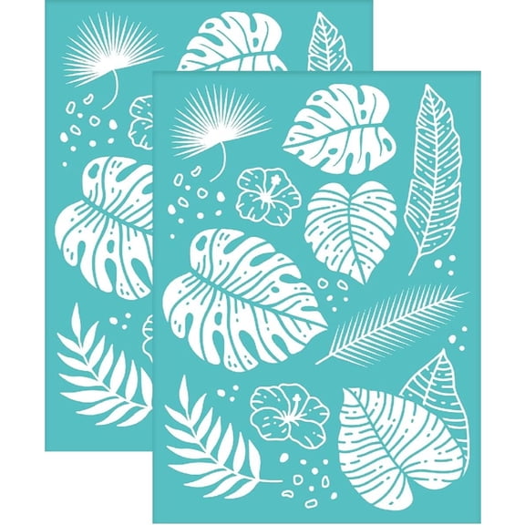 2pcs Self-Adhesive Silk Screen Printing Stencil Various Leaf Pattern Stencil Reusable Mesh Stencils Transfer Washable Home Decor