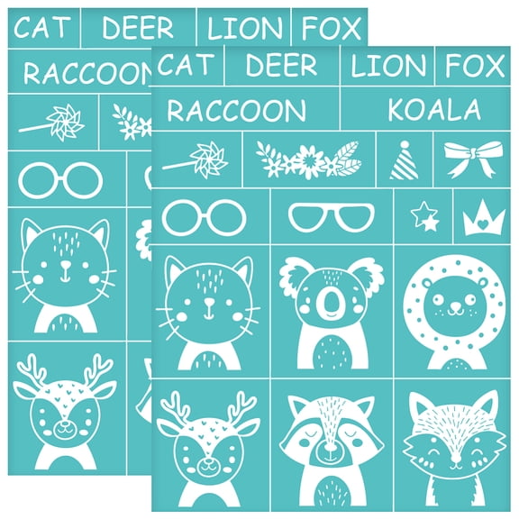 2pcs Self-Adhesive Silk Screen Printing Stencil for Painting on Wood DIY Decoration T-Shirt Fabric Turquoise Cartoon 280x220mm