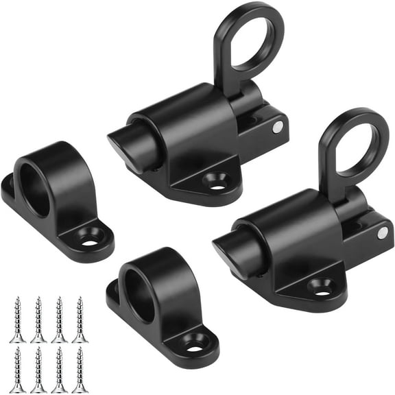 2pcs Self Closing Latches, Spring Latch Door Lock Resilient Slide Aluminum Alloy Latch Safety Automatic Spring Barrel Slide Door Lock with Screws for