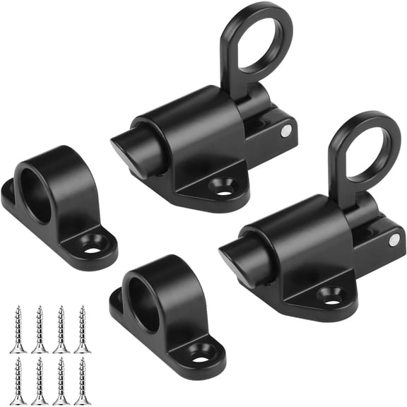 2pcs Self Closing Latches, Spring Latch Door Lock Resilient Slide Aluminum Alloy Latch Safety Automatic Spring Barrel Slide Door Lock with Screws for