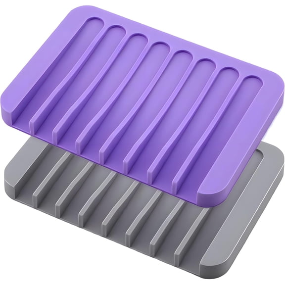 2pcs Self Draining Soap Holder Rack, Advanced Silicone Soap Dish Tray, Waterfall Drain, Suitable for Bathrooms, Kitchens, and Bathtubs, Extending Soap Life, Keeping Bars Dry and Easy to Clean (2)