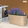thumbnail image 1 of 2pcs Self Watering Window Box Planters with Water Level Indicator, 16" Indoor Plastic Rectangular Flower Box Planter Plant Containers for Balcony, Windowsill, Garden Gold, 1 of 8