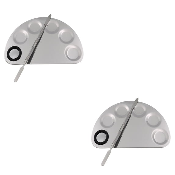 2pcs Semicircle Stainless Steel Watercolor Mixing Trays Art Paint Drawing Tray Painting Color Mixer