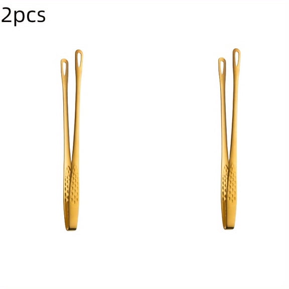 2pcs, Serving Tongs, Food Tongs, Barbecue Tongs, Stainless Steel Fruit Tongs, Bread Tongs, Steak Tongs, Salad Tongs, Dessert Tongs for Buffet, Multifunctional Serving Tongs, Kitchen Tools 2pcs Golden