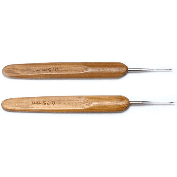 2pcs/Set (0.5mm+0.75mm)Crochet Needle Steel Crochet Hook Lock for Braid Craft