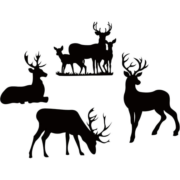 2pcs/Set Animal PVC Wall Sticker Black Reindeer Pattern Wall Art Sticker Vinyl Wall Decal