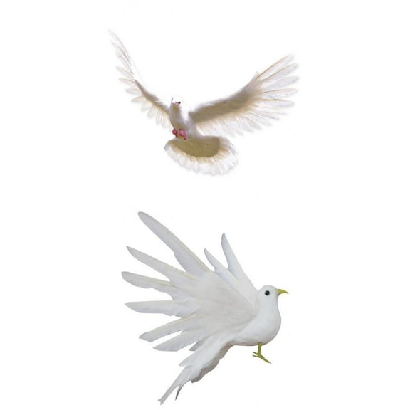 2pcs/Set Artificial White Bird Realistic Taxidermy Home Garden Decor