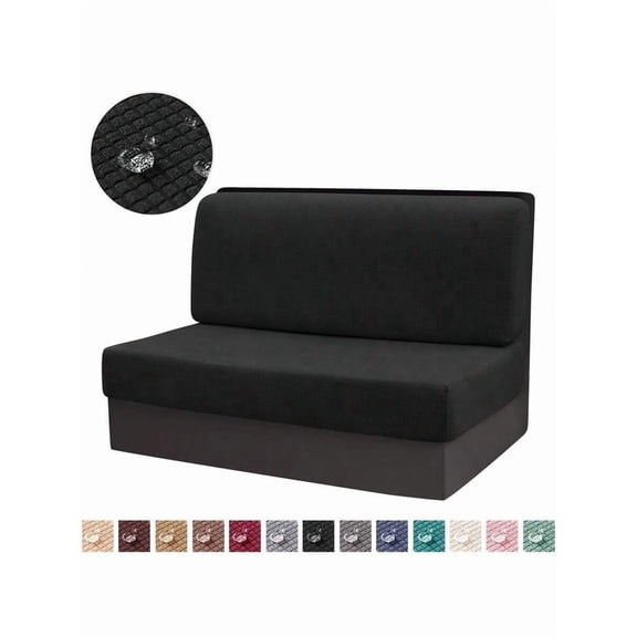 2pcs/Set Black Solid Color RV Bench Seat & Backrest Covers, Waterproof Stretch Fabric for Camper Van Dining Sofa