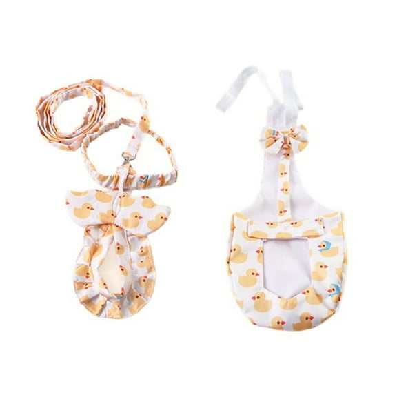 2Pieces Pet Potty Training Gear Adjustment Waistband Duck Print Washable Polyester Odor Control for Puppies