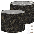 thumbnail image 1 of 2pcs Set Drum Lampshades (13"x 13"x 10"), Botanical Birds Floral Elements Gold Black Fabric Large Replacement Shades for Table, Floor, and Pendant Lamps, Simple Assembly Needed., 1 of 8